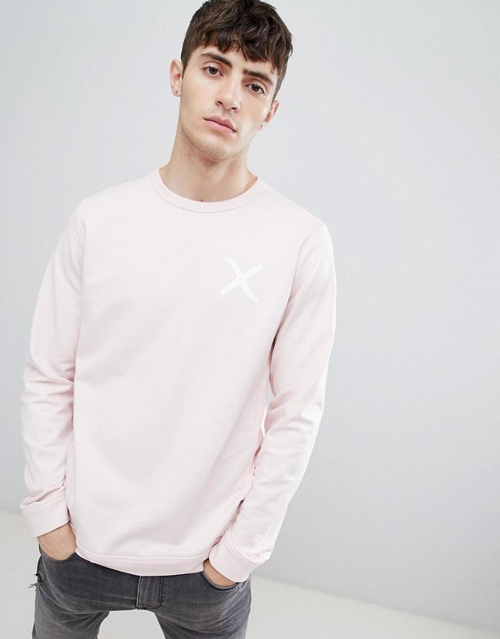 Clean Cut Copenhagen Crew Neck Cross Print Sweat-pink