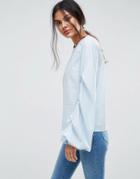 Asos Cotton Top With Sleeve Drama - Blue
