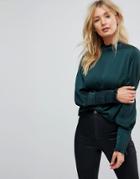 Asos Fuller Bust Luxe High Neck Blouse - Green