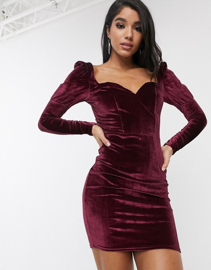 Pretty Darling Velvet Bodycon Dress-purple