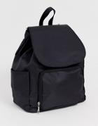 Asos Design Fabric Backpack With Front Pocket - Black