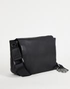 Asos Design Cross Body Wadded Bag With Chain Detail In Black