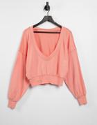 Free People Take Me Back Reversible Sweatshirt With Tonal Overlocking-blues
