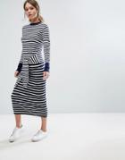 Warehouse Tie Front Stripe Dress - Multi
