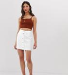 Parisian Tall Button Front Mini Skirt-white