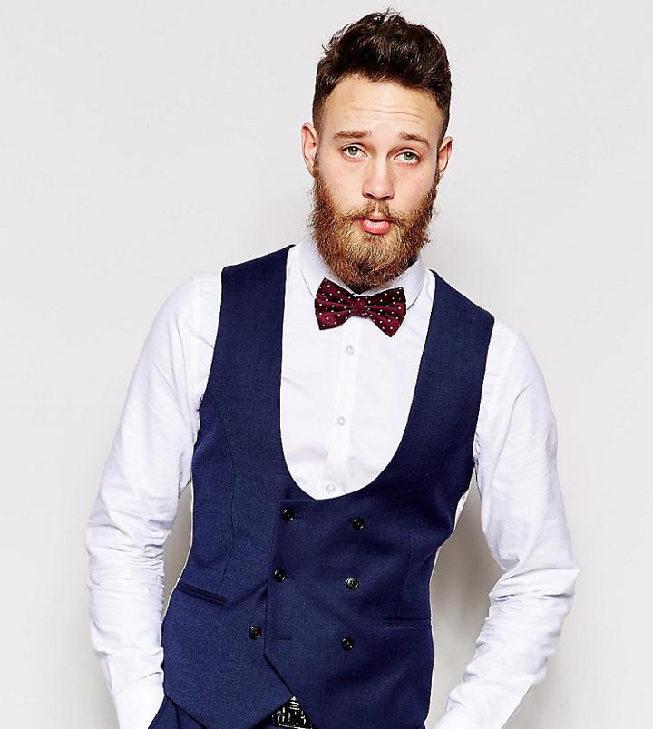 Noose & Monkey Navy Flannel Vest With Stretch In Super Skinny Fit - Blue