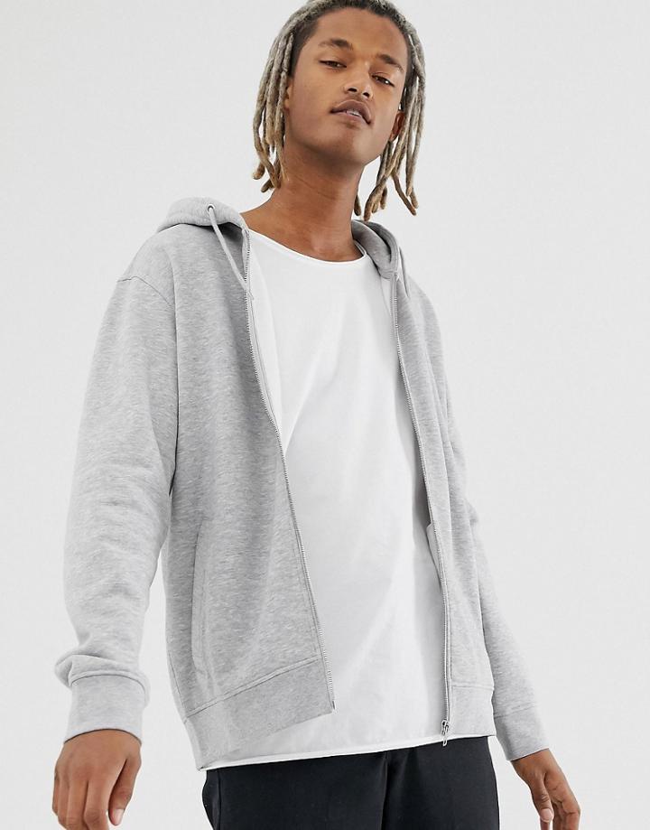 Weekday Bom Zip Hoodie In Gray