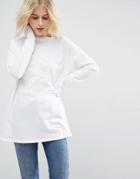 Asos Long Sleeve Longline T-shirt - White