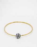 Mirabelle Thin Bangle With Recycled Glass Bead - Black