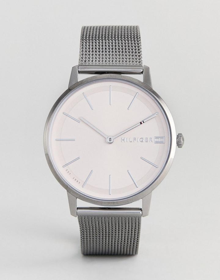 Tommy Hilfiger 1781935 Mesh Watch In Gunmetal 40mm - Silver
