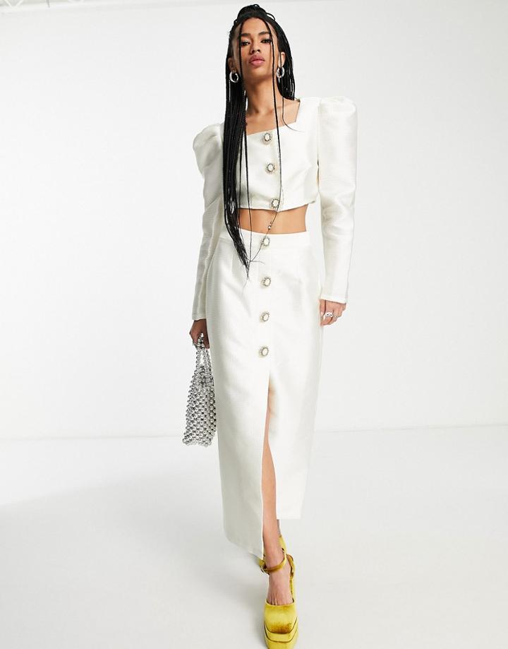 Dream Sister Jane Bridal Midi Skirt With Split - Part Of A Set-white