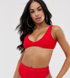 Missguided Mix And Match Square Neck Bikini Top In Red - Red