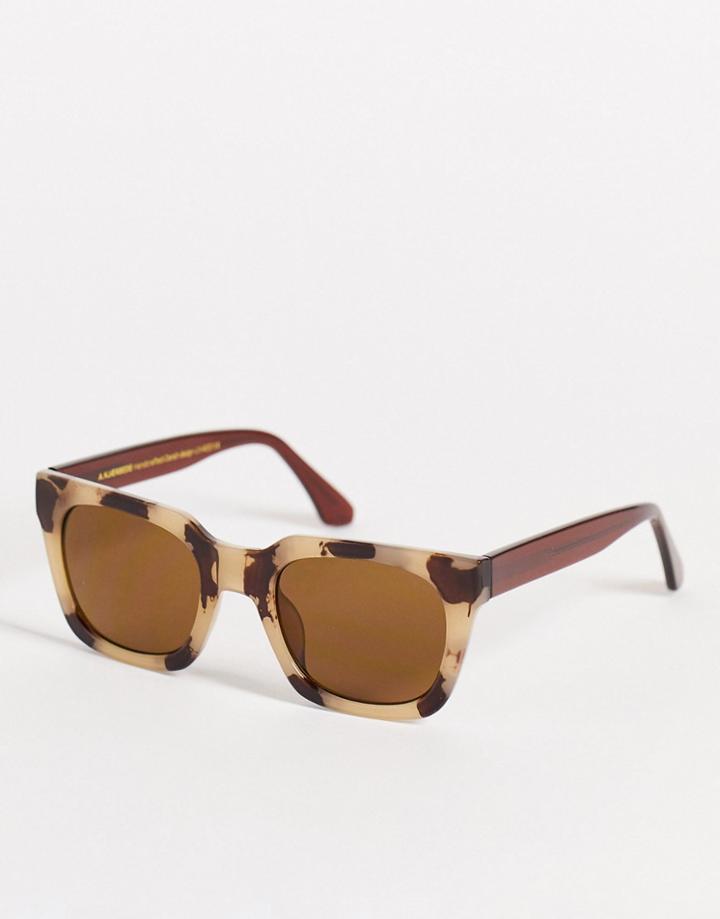 A.kjaerbede Nancy Unisex 70s Square Sunglasses In Cream Tort-white