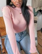 & Other Stories Organic Cotton Blend And Wool Lettuce Hem Sweater In Pink