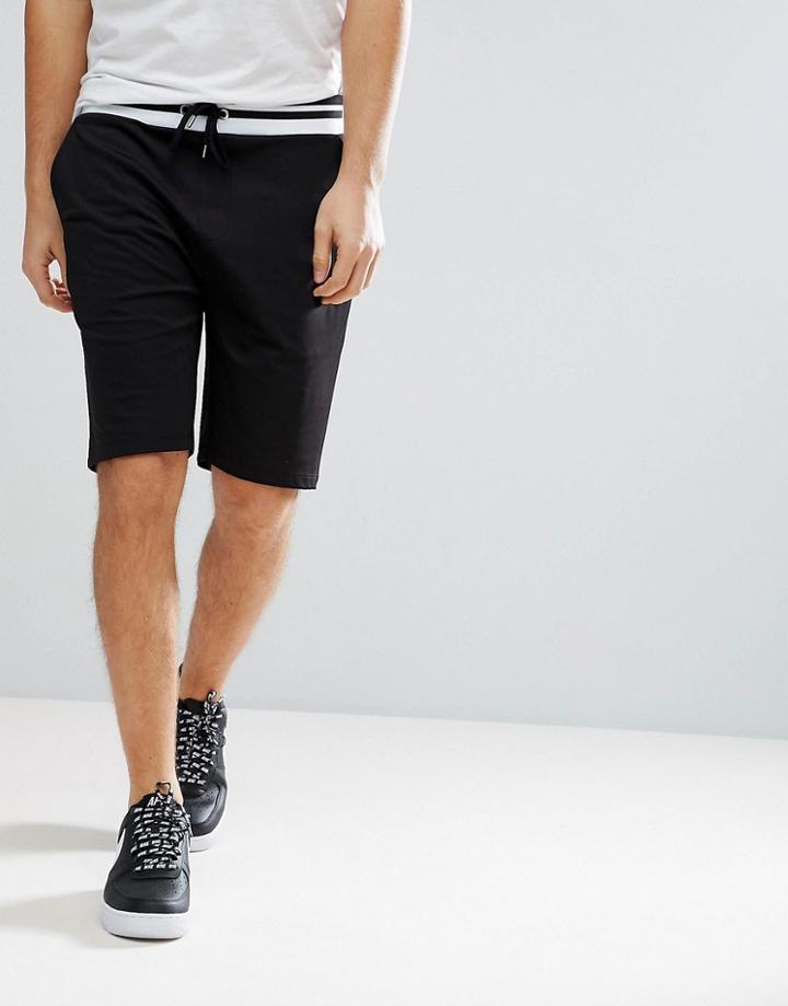 Asos Skinny Poly Tricot Short With Tipped Ribs - Black