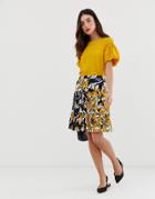 French Connection Aventine Floral Print Pleated Skirt