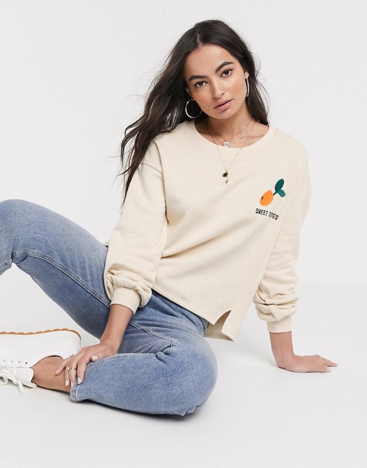 Ichi Orange Logo Sweatshirt-white
