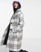 Influence Oversized Coat In Check-multi
