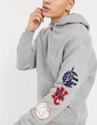 Asos Design Oversized Hoodie In Gray With Multi Placement New York Prints-white