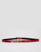 Versace Jeans Belt With Lettering In Oxblood - Red