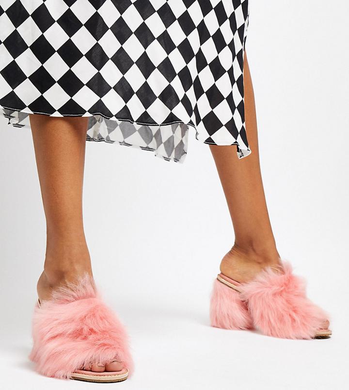 Ugg Exclusive Rosa Pink Fluff Heeled Mules - Pink