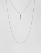 Orelia Open Diamond Crystal 2 Row Necklace - Gold