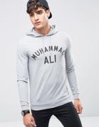 Asos Muscle Fit Hoodie With Muhammad Ali Chest Print - Gray