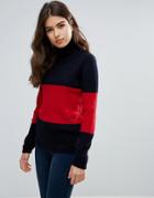 Wood Wood Joyce Stripe Wool Turtleneck Sweater - Blue