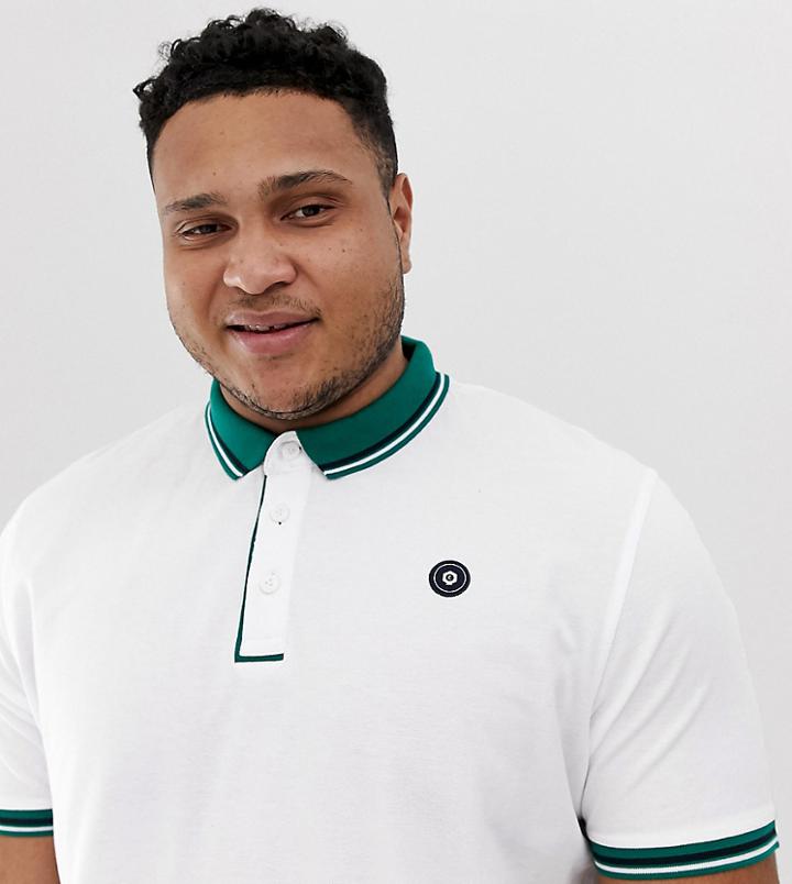 Jack & Jones Core Plus Size Tipped Polo Shirt - White