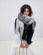 Asos Design Oversized Square Scarf In Blown Up Check In Mink - Beige