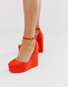 Asos Design Pressure High Wedges In Red - Red
