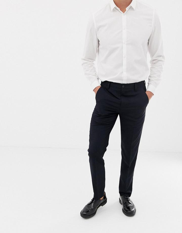 French Connection Plain Slim Fit Pants-navy