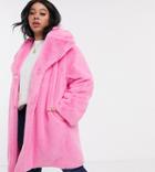 Daisy Street Plus Oversized Coat In Faux Fur