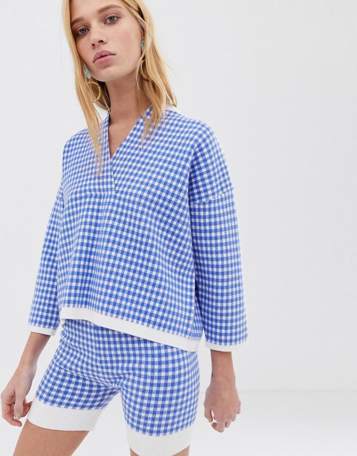 Asos White Check Knitted Sweater Two-piece - Multi