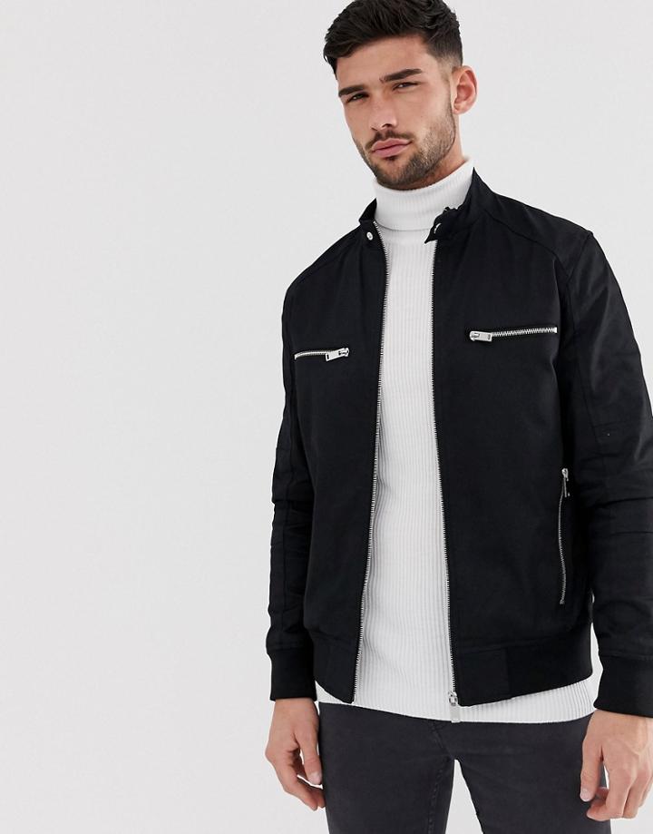 River Island Racer Jacket In Black