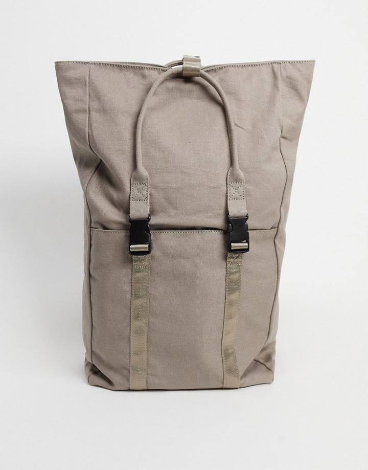 Asos Design Canvas Backpack With Laptop Compartment In Mauve-purple