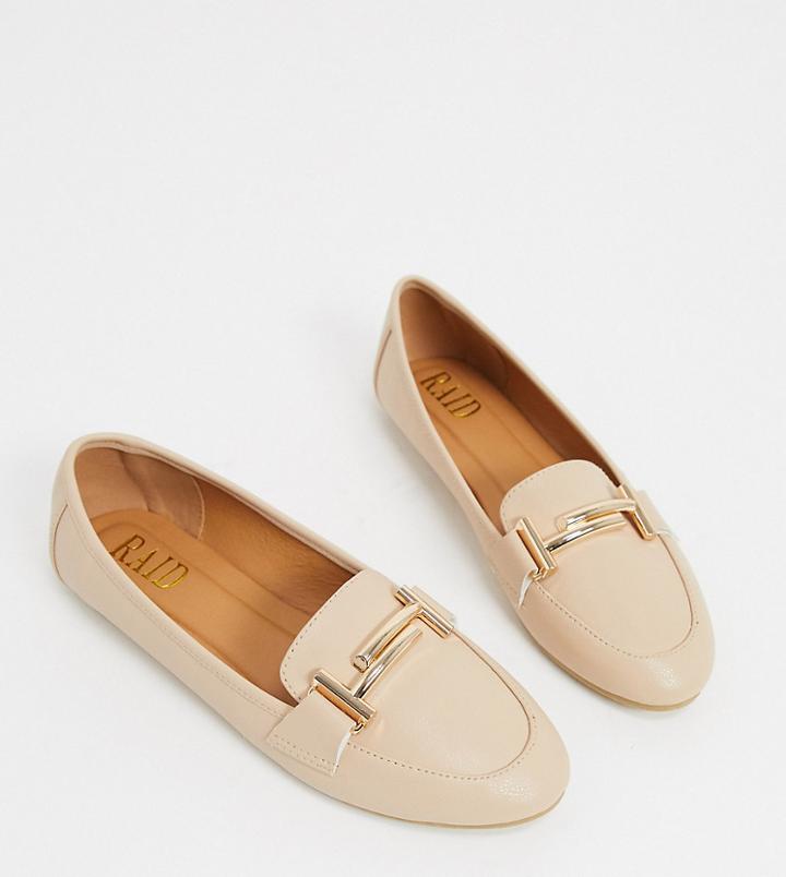 Raid Nidhi Loafer With Gold Snaffle In Beige-neutral