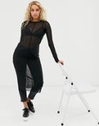 Weekday Long Sleeves Mesh Dress In Black