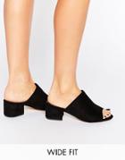 Truffle Wide Fit Kitten Heel Mule - Black