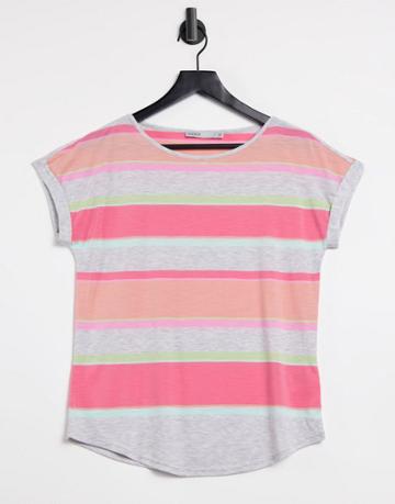 Oasis Rainbow Stripe T-shirt In Gray-grey