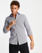 River Island Puppytooth Print Shirt In Navy