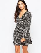 Goldie Stay Curious Wrap Dress In Daisy Dot Print - Black