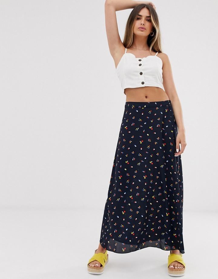 Jdy Midi Skirt In Floral Print - Gray