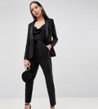Asos Design Tall Slim Tux Suit Pants With Satin Contrast - Black