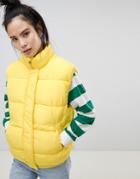 Pull & Bear Padded Vest In Yellow - Yellow