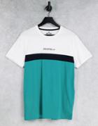 Hollister Central Logo Tricolor Block T-shirt In White/black/green-multi