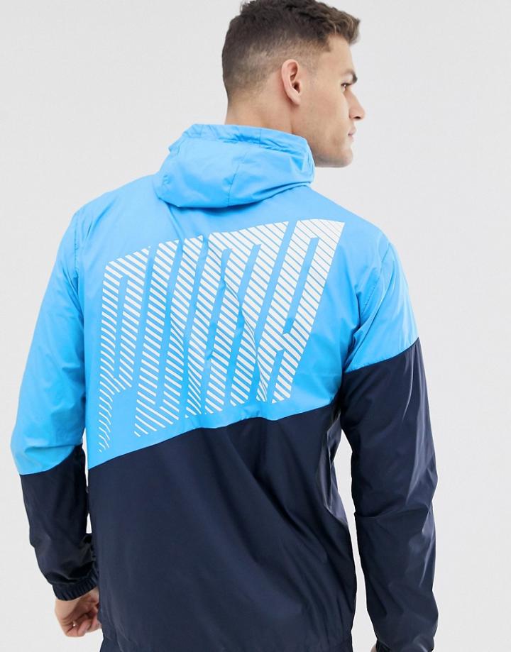 Puma Training Color Block Windbreaker Jacket In Blue - Blue