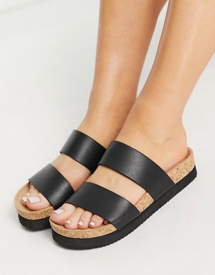 Monki Liza Flat Sandals In Black