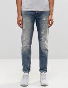 Only And Sons Slim Fit Jeans With Rip Repair Detail - Blue