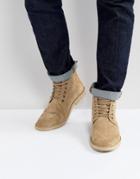 Asos Desert Boots In Stone Suede With Leather Detail - Stone
